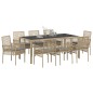 vidaXL Set da Pranzo per Giardino 9 pcs Beige 190 x 90 x 75 cm vidaXL Set da Pranzo per Giardino 9 pcs Beige 190 x 90 x 75 cm