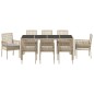 vidaXL Set da Pranzo per Giardino 9 pcs Beige 190 x 90 x 75 cm vidaXL Set da Pranzo per Giardino 9 pcs Beige 190 x 90 x 75 cm