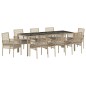 vidaXL Set da Pranzo per Giardino 9 pcs Beige 250 x 100 x 75 cm