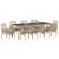 vidaXL Set da Pranzo per Giardino 9 pcs Beige 250 x 100 x 75 cm