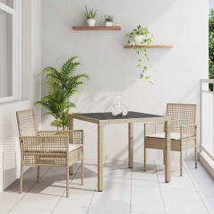 vidaXL Set da Pranzo per Giardino 3 pcs Beige 90 x 90 x 75 cm