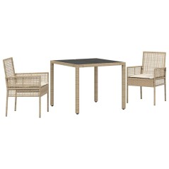vidaXL Set da Pranzo per Giardino 3 pcs Beige 90 x 90 x 75 cm