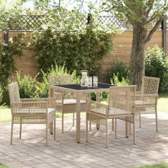 vidaXL Set da Pranzo per Giardino 5 pcs Beige 90 x 90 x 75 cm