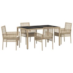 vidaXL Set da Pranzo per Giardino 5 pcs Beige 150 x 90 x 75 cm