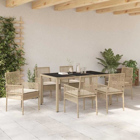 vidaXL Set da Pranzo per Giardino 7 pcs Beige 150 x 90 x 75 cm