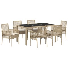 vidaXL Set da Pranzo per Giardino 7 pcs Beige 150 x 90 x 75 cm