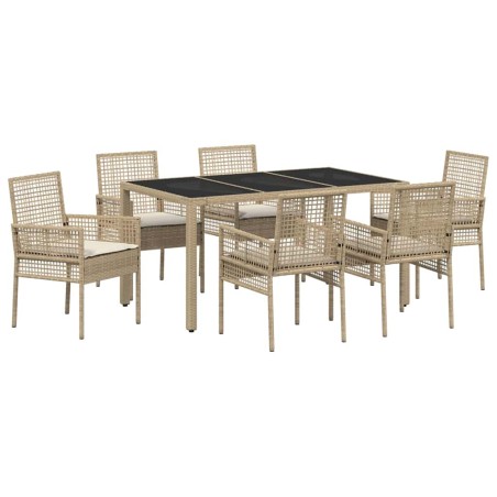 vidaXL Set da Pranzo per Giardino 7 pcs Beige 150 x 90 x 75 cm