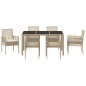 vidaXL Set da Pranzo per Giardino 7 pcs Beige 150 x 90 x 75 cm vidaXL Set da Pranzo per Giardino 7 pcs Beige 150 x 90 x 75 cm