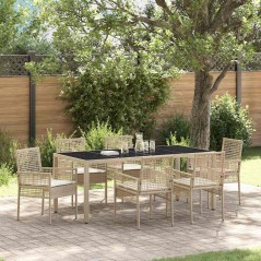 vidaXL Set da Pranzo per Giardino 7 pcs Beige 190 x 90 x 75 cm