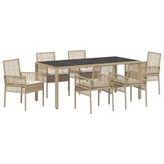 vidaXL Set da Pranzo per Giardino 7 pcs Beige 190 x 90 x 75 cm