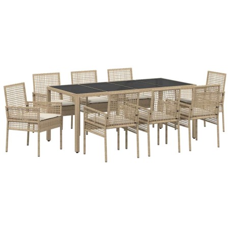 vidaXL Set da Pranzo per Giardino 9 pcs Beige Grande Rattan PE