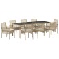 vidaXL Set da Pranzo per Giardino 9 pcs Beige 250 x 100 x 75 cm