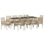 vidaXL Set da Pranzo per Giardino 11 pcs Beige 250 x 100 x 75 cm
