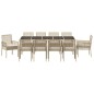 vidaXL Set da Pranzo per Giardino 11 pcs Beige 250 x 100 x 75 cm