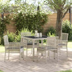 vidaXL Set da Pranzo per Giardino 5 pcs Grigio chiaro 90 x 90 x 75 cm