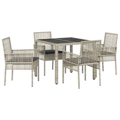 vidaXL Set da Pranzo per Giardino 5 pcs Grigio chiaro 90 x 90 x 75 cm