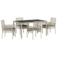 vidaXL Set da Pranzo per Giardino 5 pcs Grigio chiaro 150 x 90 x 75 cm