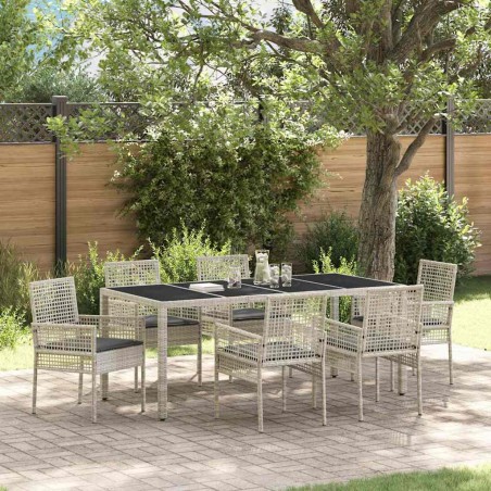 vidaXL Set da Pranzo per Giardino 7 pcs Grigio chiaro 190 x 90 x 75 cm