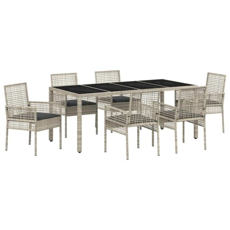 vidaXL Set da Pranzo per Giardino 7 pcs Grigio chiaro 190 x 90 x 75 cm