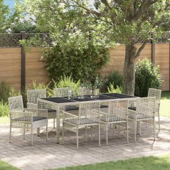 vidaXL Set da Pranzo per Giardino 9 pcs Grigio chiaro 190 x 90 x 75 cm