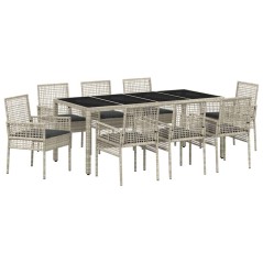 vidaXL Set da Pranzo per Giardino 9 pcs Grigio chiaro 190 x 90 x 75 cm