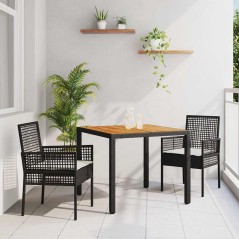 Set di Mobili da Pranzo vidaXL Set di 3 Nero Legno Durevole