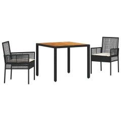 Set di Mobili da Pranzo vidaXL Set di 3 Nero Legno Durevole