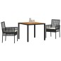 Set di Mobili da Pranzo vidaXL Set di 3 Nero Legno Durevole