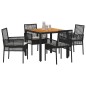 vidaXL Set da Giardino da 5 Pezzi con Cuscini Nero in Polyrattan vidaXL Set da Giardino da 5 Pezzi con Cuscini Nero in Polyrattan