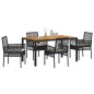 vidaXL Set da Pranzo da Giardino con Cuscini Nero Rattan Sintetico