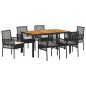 vidaXL Set da pranzo da giardino 7 pezzi con cuscini neri in polyrattan vidaXL Set da pranzo da giardino 7 pezzi con cuscini neri in polyrattan