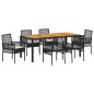 vidaXL Set da Pranzo da Giardino 7 Pezzi con Cuscini Nero Poly Rattan vidaXL Set da Pranzo da Giardino 7 Pezzi con Cuscini Nero Poly Rattan