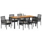 vidaXL Set da Pranzo da Giardino 7 Pezzi con Cuscini Nero Poly Rattan vidaXL Set da Pranzo da Giardino 7 Pezzi con Cuscini Nero Poly Rattan