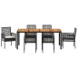 vidaXL Set da Pranzo da Giardino 7 Pezzi con Cuscini Nero Poly Rattan vidaXL Set da Pranzo da Giardino 7 Pezzi con Cuscini Nero Poly Rattan