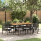 vidaXL Set da Pranzo da Giardino 9 Pezzi con Cuscini Neri in Poly Rattan