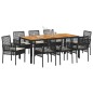 vidaXL Set da Pranzo da Giardino 9 Pezzi con Cuscini Neri in Poly Rattan