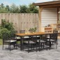 vidaXL Set da Pranzo da Giardino 9 Pezzi con Cuscini Neri in Poly Rattan
