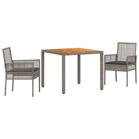 vidaXL Set da Pranzo Giardino di 3 Pezzi con Cuscini Grigi in Polyrattan