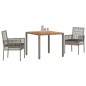 vidaXL Set da Pranzo Giardino di 3 Pezzi con Cuscini Grigi in Polyrattan vidaXL Set da Pranzo Giardino di 3 Pezzi con Cuscini Grigi in Polyrattan