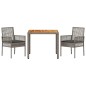 vidaXL Set da Pranzo Giardino di 3 Pezzi con Cuscini Grigi in Polyrattan vidaXL Set da Pranzo Giardino di 3 Pezzi con Cuscini Grigi in Polyrattan