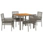 vidaXL Set da Pranzo Giardino 5 Pezzi con Cuscini Grigio Polyrattan vidaXL Set da Pranzo Giardino 5 Pezzi con Cuscini Grigio Polyrattan