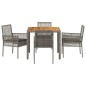 vidaXL Set da Pranzo Giardino 5 Pezzi con Cuscini Grigio Polyrattan vidaXL Set da Pranzo Giardino 5 Pezzi con Cuscini Grigio Polyrattan