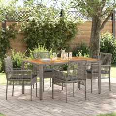 vidaXL Set da Pranzo da Giardino 5 Pezzi con Cuscini Grigio Polyrattan