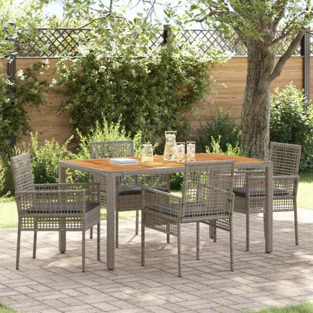 vidaXL Set da Pranzo da Giardino 5 Pezzi con Cuscini Grigio Polyrattan