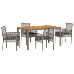 vidaXL Set da Pranzo da Giardino 5 Pezzi con Cuscini Grigio Polyrattan