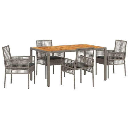 vidaXL Set da Pranzo da Giardino 5 Pezzi con Cuscini Grigio Polyrattan