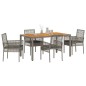 vidaXL Set da Pranzo da Giardino 5 Pezzi con Cuscini Grigio Polyrattan