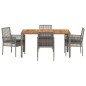 vidaXL Set da Pranzo da Giardino 5 Pezzi con Cuscini Grigio Polyrattan