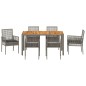 vidaXL Set da Pranzo Giardino 7 Pezzi con Cuscini Grigi in Polyrattan vidaXL Set da Pranzo Giardino 7 Pezzi con Cuscini Grigi in Polyrattan