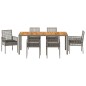 vidaXL Set Pranzo Giardino in 7 Pezzi con Cuscini Grigio in Polyrattan vidaXL Set Pranzo Giardino in 7 Pezzi con Cuscini Grigio in Polyrattan
